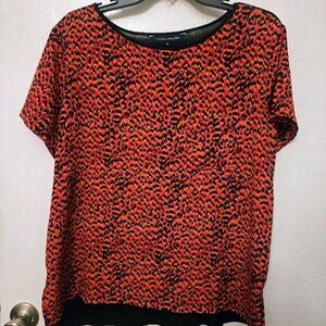 French Connection red and black S/S top Size XL